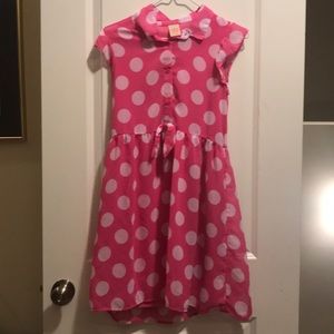 Pink and white poka dot dress